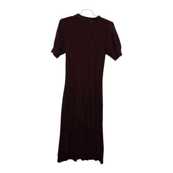 Gilli Cable Knit Button Midi Dress Brown Short Sleeve Size S - Picture 2 of 8